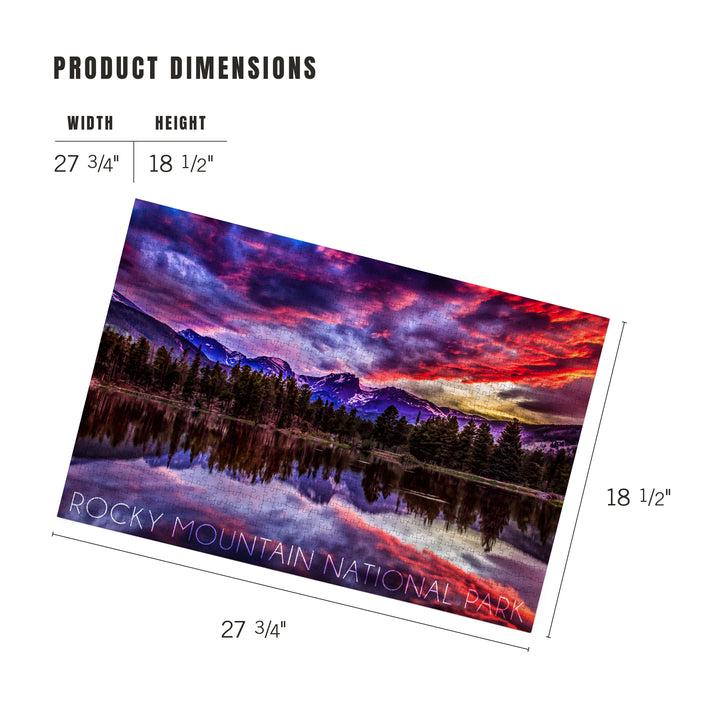 Rocky Mountain National Park, Colorado, Sunset and Sprague Lake, Jigsaw Puzzle Puzzle Lantern Press 