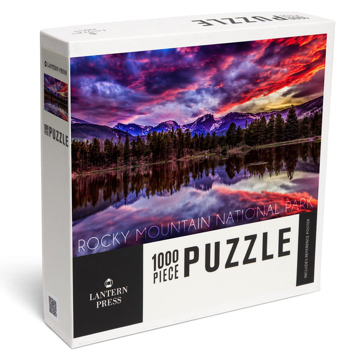 Rocky Mountain National Park, Colorado, Sunset and Sprague Lake, Jigsaw Puzzle Puzzle Lantern Press 