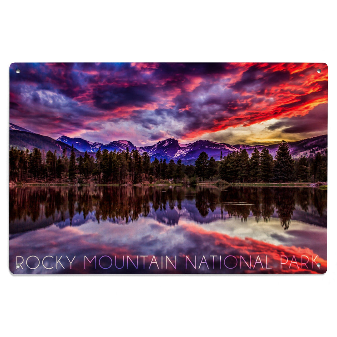 Rocky Mountain National Park, Colorado, Sunset & Sprague Lake, Lantern Press Photography, Wood Signs and Postcards Wood Lantern Press 