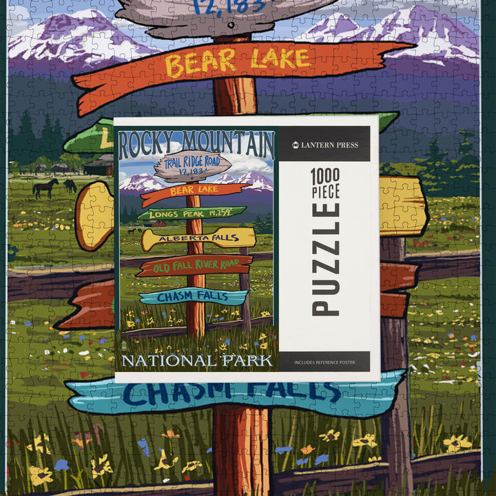 Rocky Mountain National Park, Colorado, Trail Ridge Road, Destination Signpost Press, Jigsaw Puzzle Puzzle Lantern Press 