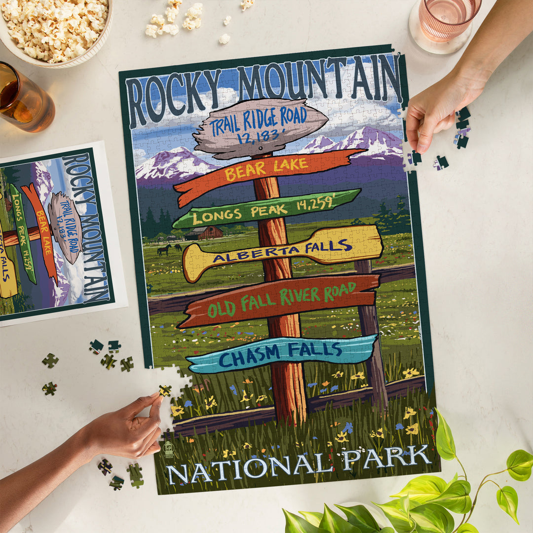 Rocky Mountain National Park, Colorado, Trail Ridge Road, Destination Signpost Press, Jigsaw Puzzle Puzzle Lantern Press 