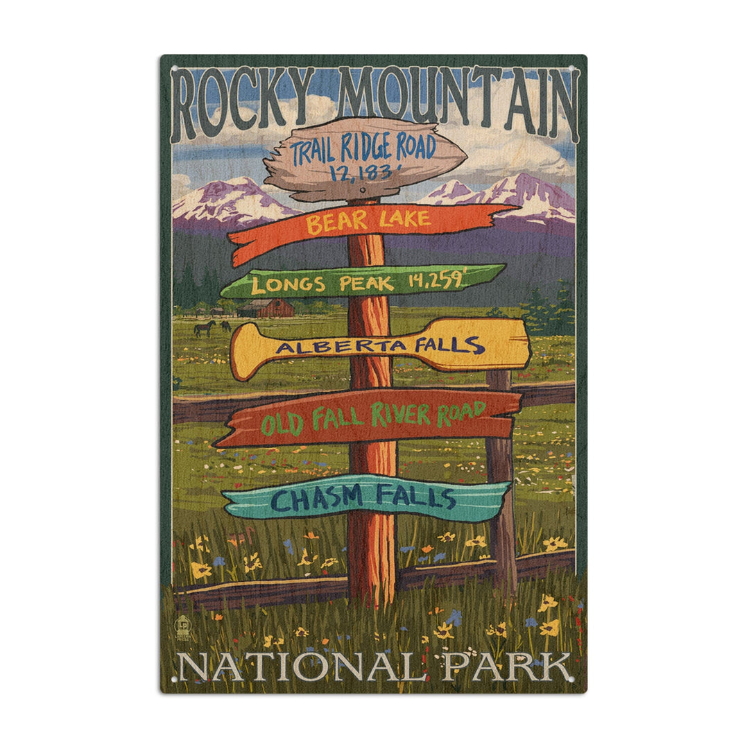 Rocky Mountain National Park, Colorado, Trail Ridge Road, Destinations Sign, Lantern Press, Wood Signs and Postcards Wood Lantern Press 10 x 15 Wood Sign 