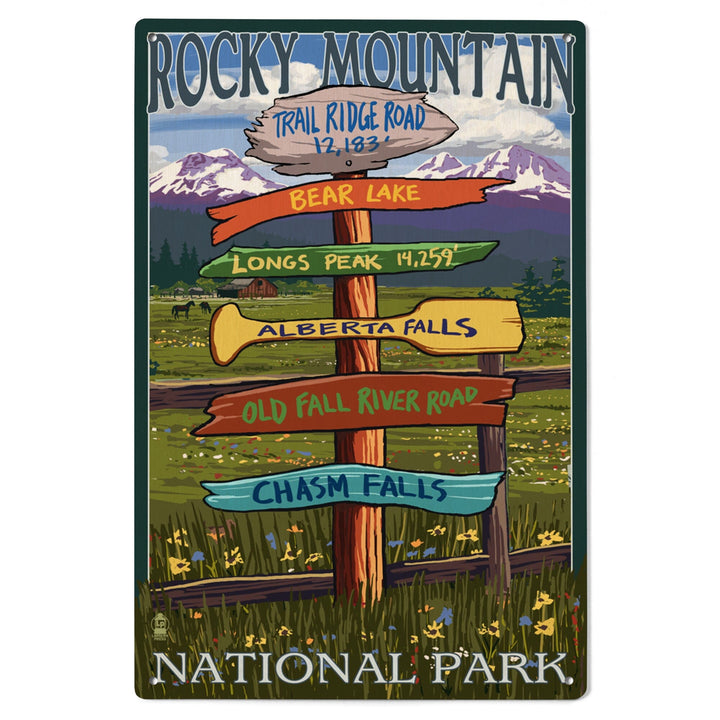 Rocky Mountain National Park, Colorado, Trail Ridge Road, Destinations Sign, Lantern Press, Wood Signs and Postcards Wood Lantern Press 