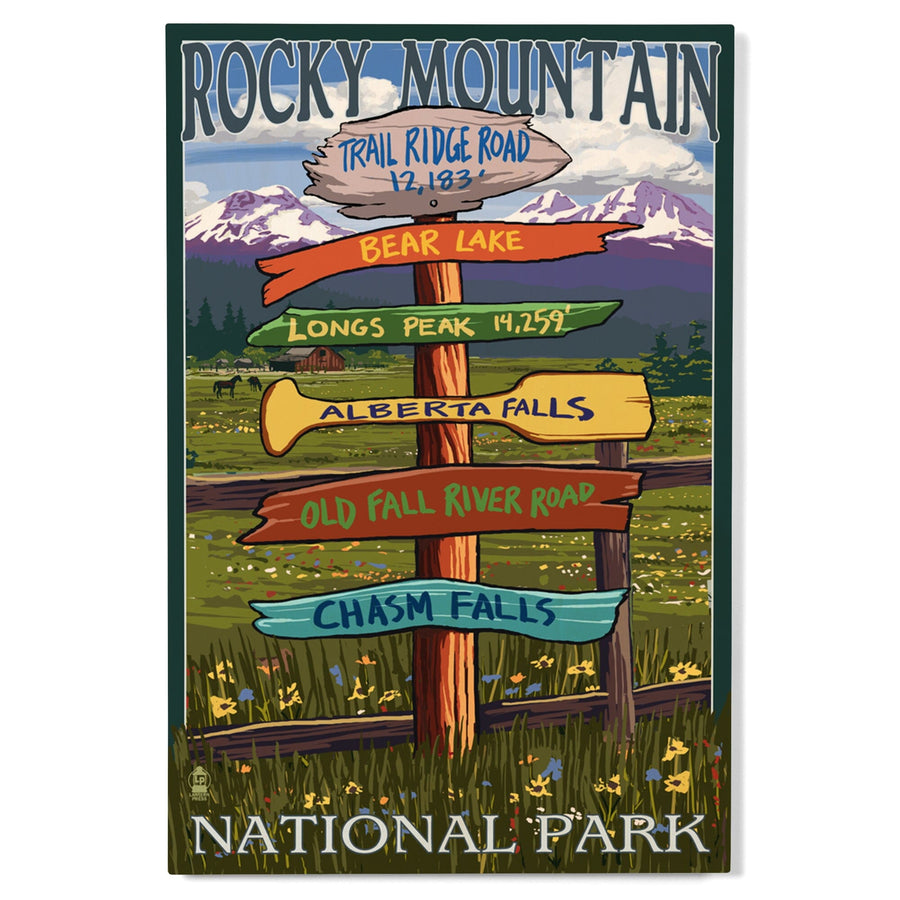 Rocky Mountain National Park, Colorado, Trail Ridge Road, Destinations Sign, Lantern Press, Wood Signs and Postcards Wood Lantern Press 