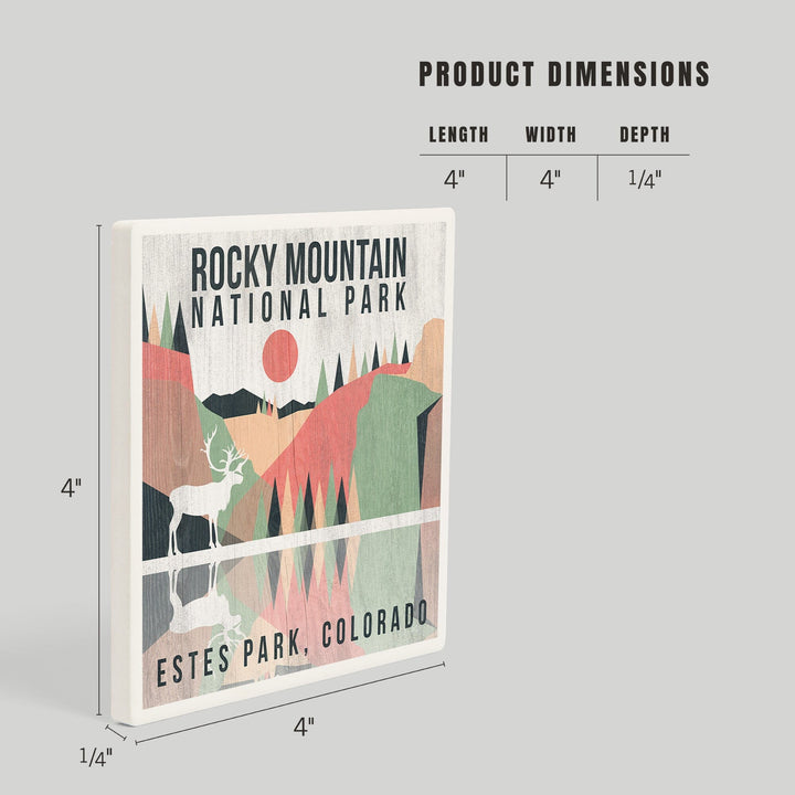 Rocky Mountain National park, Estes park, Colorado, Elk, Geometric Opacity Press, Coasters Coasters Lantern Press 