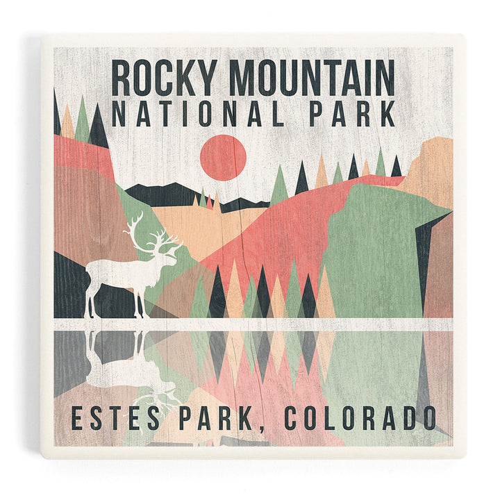 Rocky Mountain National park, Estes park, Colorado, Elk, Geometric Opacity Press, Coasters Coasters Lantern Press 