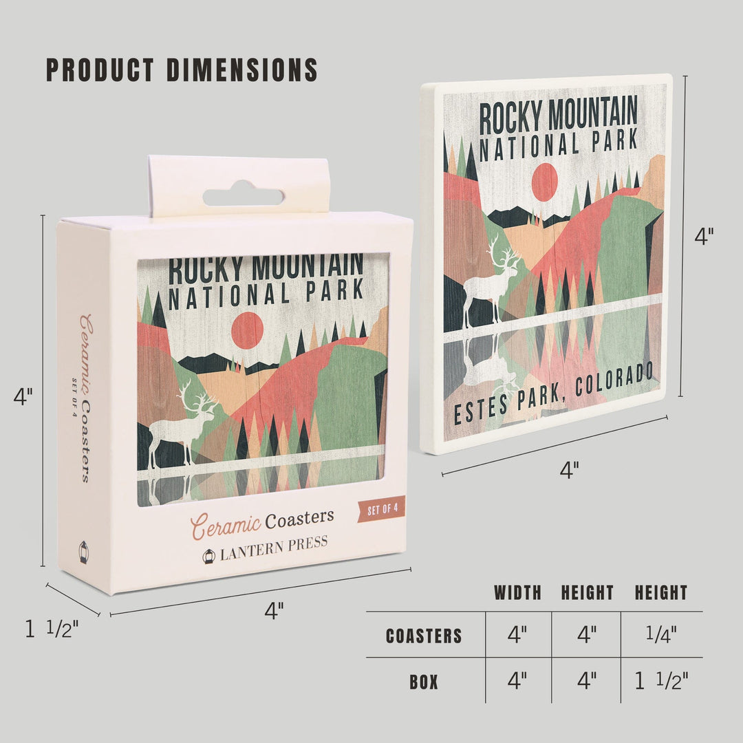 Rocky Mountain National park, Estes park, Colorado, Elk, Geometric Opacity Press, Coasters Coasters Lantern Press 