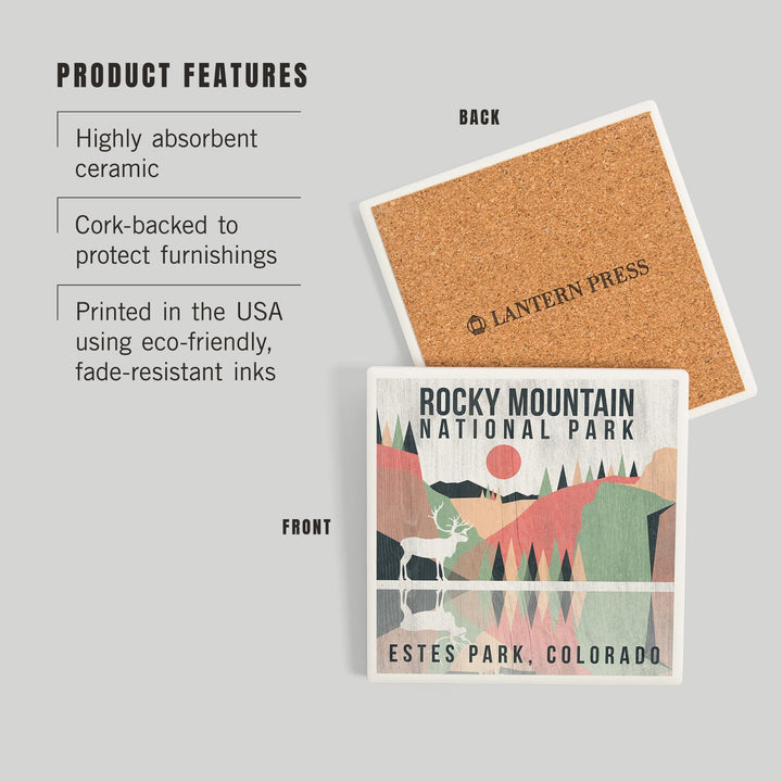 Rocky Mountain National park, Estes park, Colorado, Elk, Geometric Opacity Press, Coasters Coasters Lantern Press 