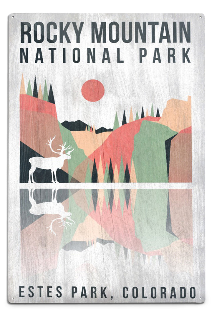 Rocky Mountain National park, Estes park, Colorado, Elk, Geometric Opacity Press, Metal Signs Metal Lantern Press 12x18 Metal Sign 