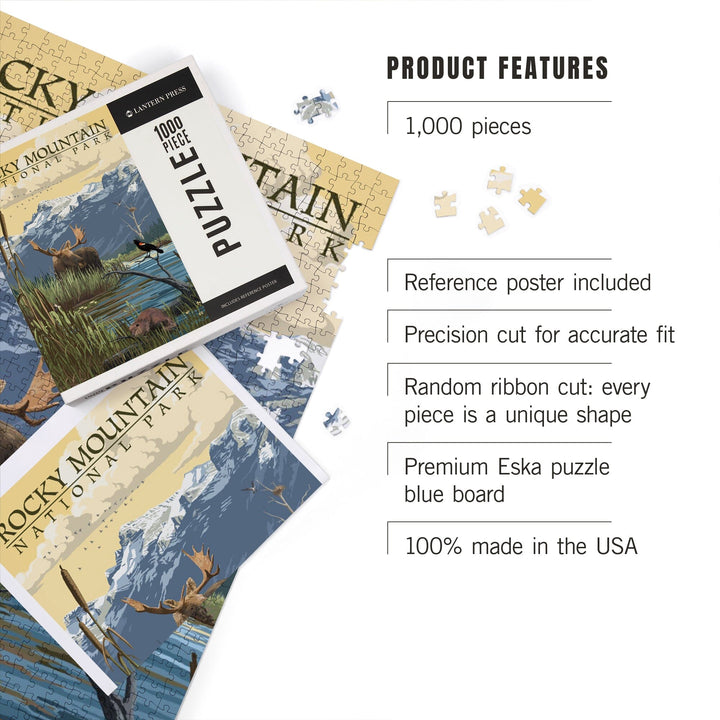 Rocky Mountain National Park, Mountain and Marsh Scene, Jigsaw Puzzle Puzzle Lantern Press 