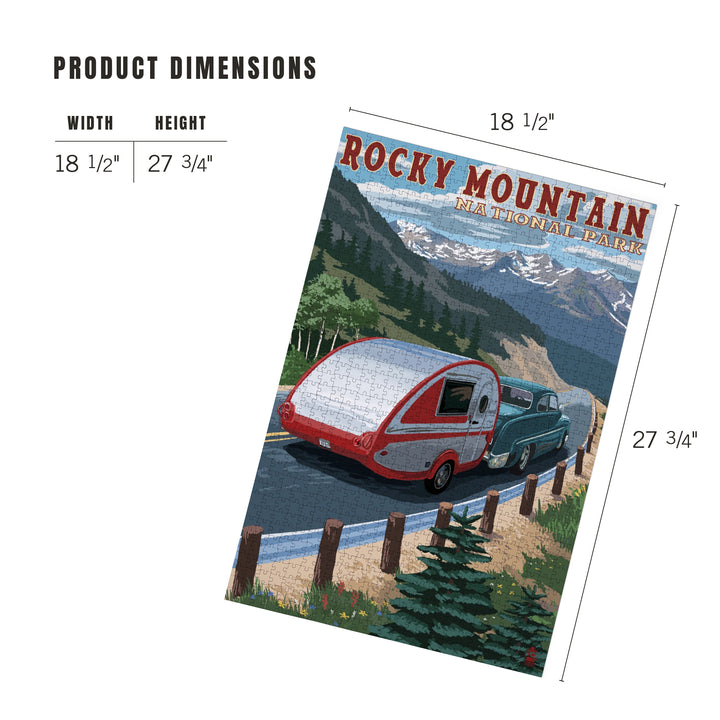 Rocky Mountain National Park, Retro Camper, Jigsaw Puzzle Puzzle Lantern Press 