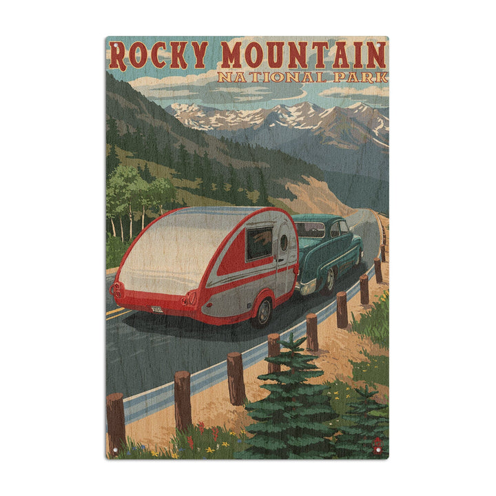 Rocky Mountain National Park, Retro Camper, Lantern Press Artwork, Wood Signs and Postcards Wood Lantern Press 10 x 15 Wood Sign 