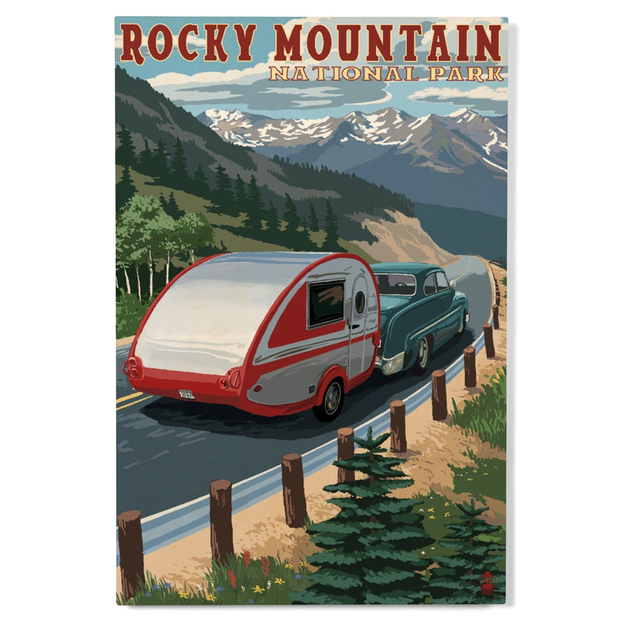 Rocky Mountain National Park, Retro Camper, Lantern Press Artwork, Wood Signs and Postcards Wood Lantern Press 