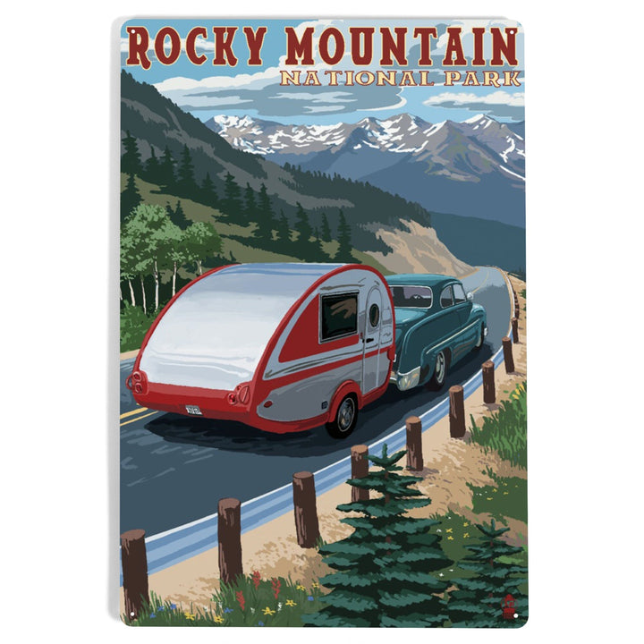 Rocky Mountain National Park, Retro Camper, Metal Signs Metal Lantern Press 