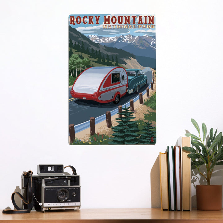 Rocky Mountain National Park, Retro Camper, Metal Signs Metal Lantern Press 