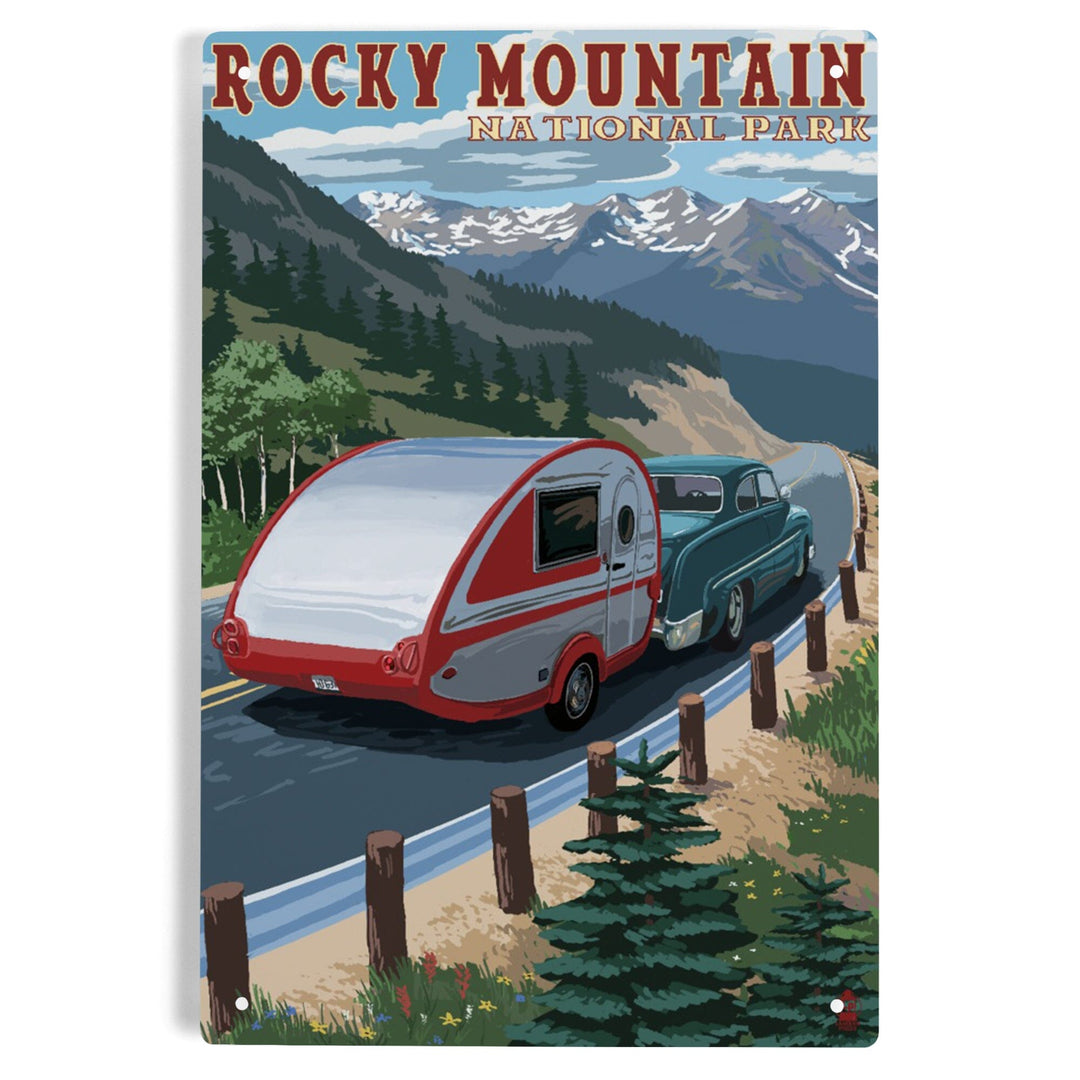 Rocky Mountain National Park, Retro Camper, Metal Signs Metal Lantern Press 