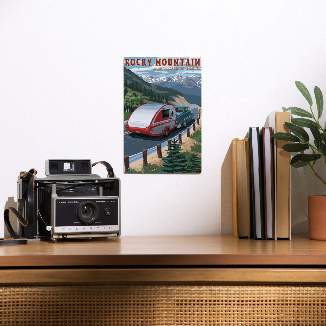 Rocky Mountain National Park, Retro Camper, Metal Signs Metal Lantern Press 