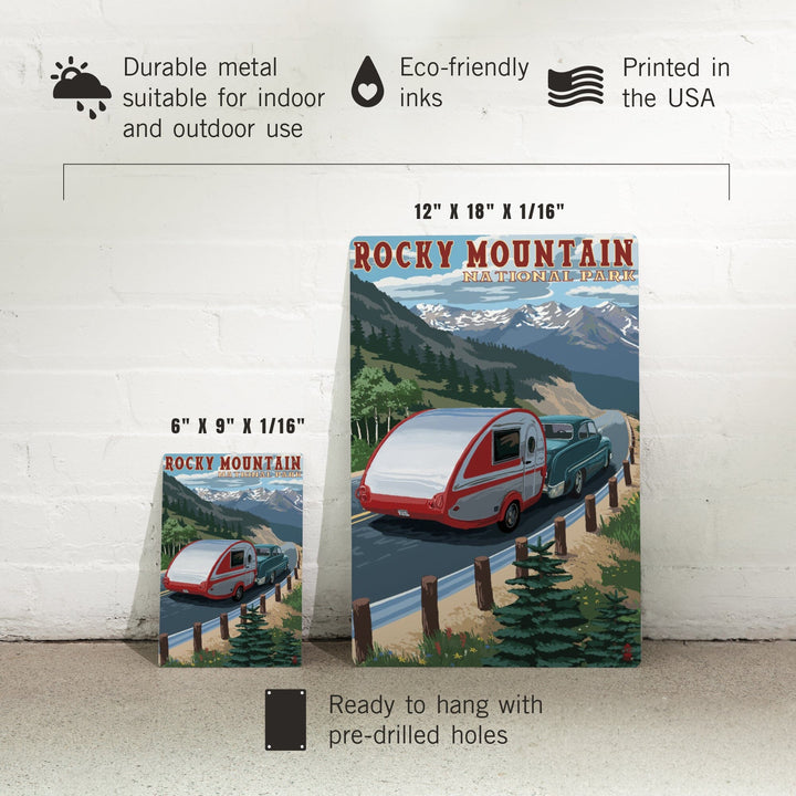 Rocky Mountain National Park, Retro Camper, Metal Signs Metal Lantern Press 