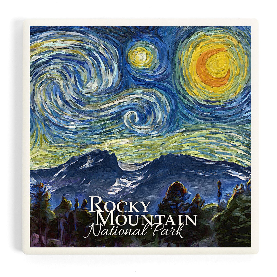 Rocky Mountain National Park, Starry Night, Coasters Coasters Lantern Press 