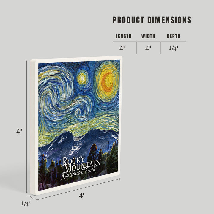 Rocky Mountain National Park, Starry Night, Coasters Coasters Lantern Press 
