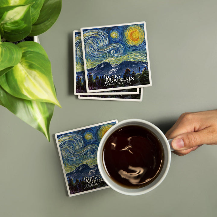 Rocky Mountain National Park, Starry Night, Coasters Coasters Lantern Press 