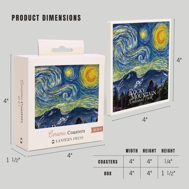 Rocky Mountain National Park, Starry Night, Coasters Coasters Lantern Press 