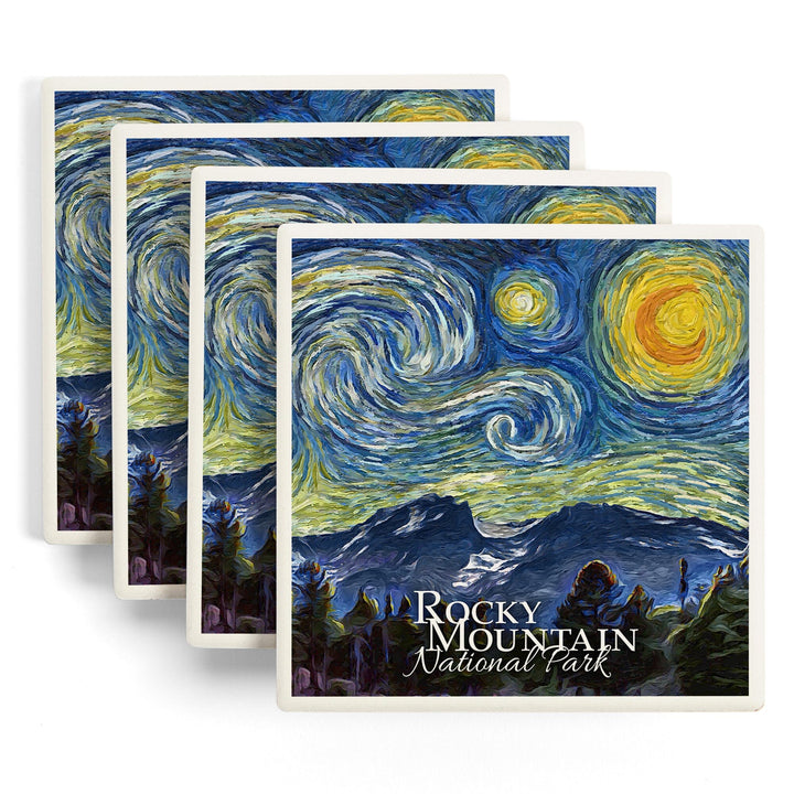 Rocky Mountain National Park, Starry Night, Coasters Coasters Lantern Press 