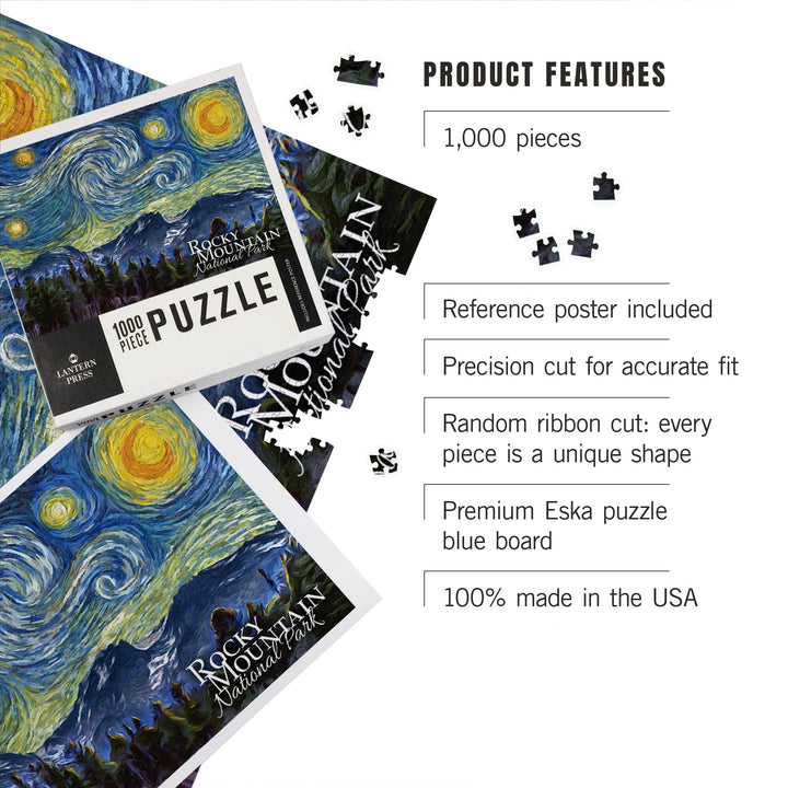 Rocky Mountain National Park, Starry Night, Jigsaw Puzzle Puzzle Lantern Press 