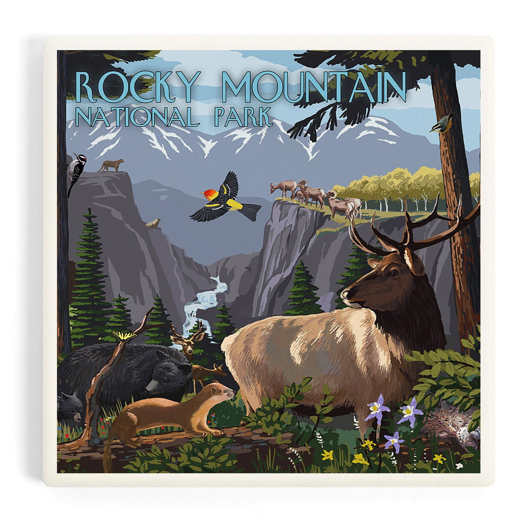 Rocky Mountain National Park, Wildlife Utopia, Coasters Coasters Lantern Press Coaster 