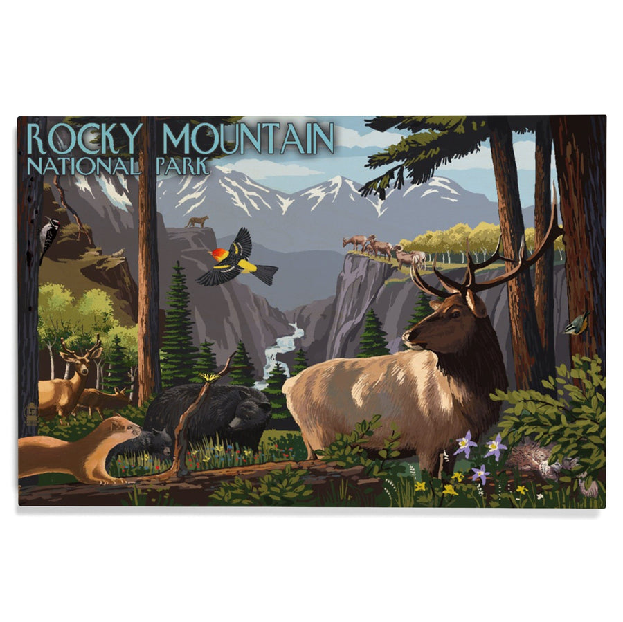 Rocky Mountain National Park, Wildlife Utopia, Lantern Press Artwork, Wood Signs and Postcards Wood Lantern Press 