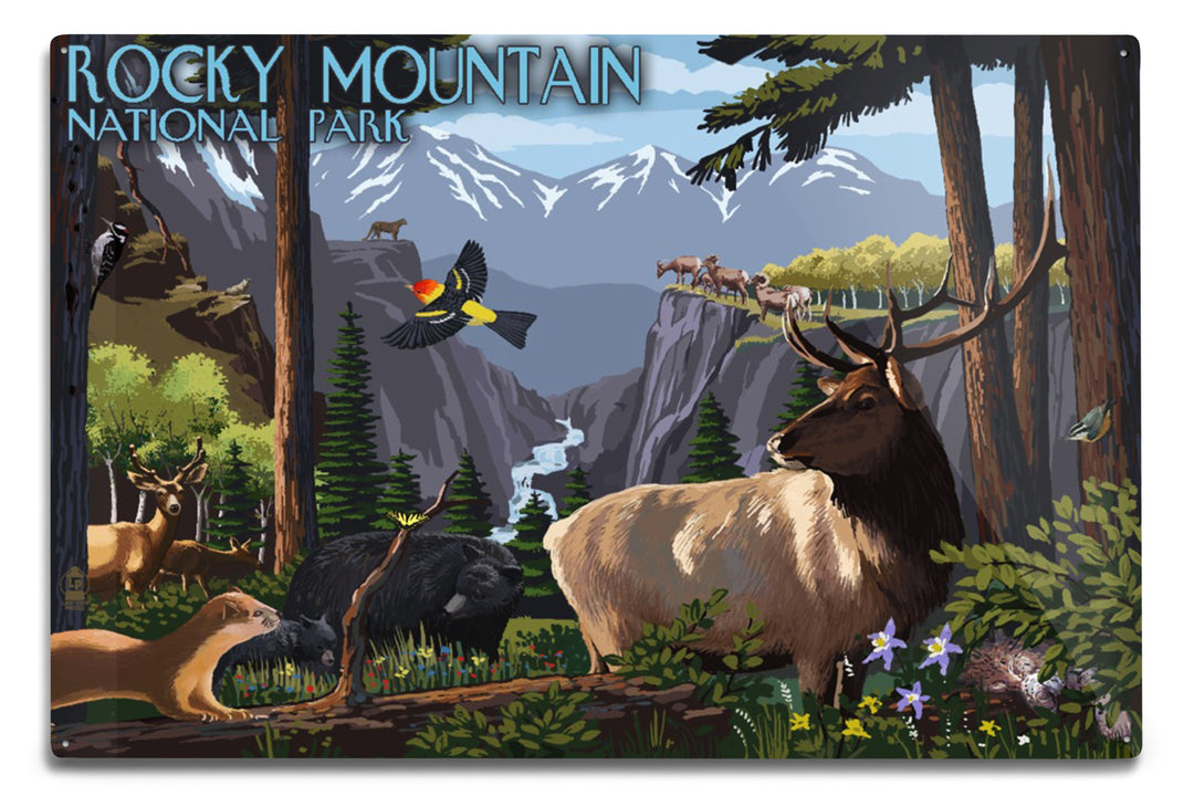 Rocky Mountain National Park, Wildlife Utopia, Metal Signs Metal Lantern Press 12x18 Metal Sign 