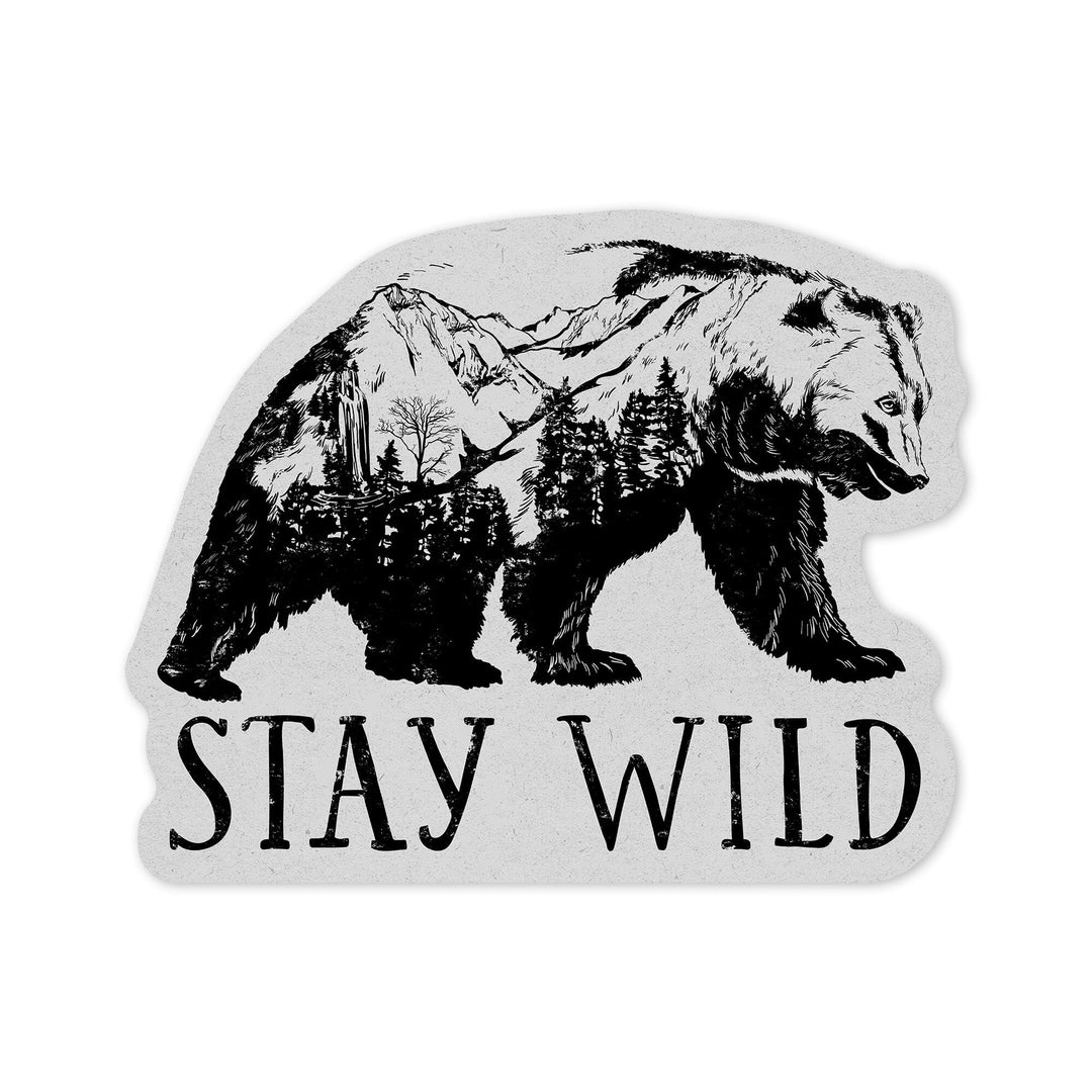 Rocky Mountains, Bear, Stay Wild, Vinyl Sticker Sticker Lantern Press 