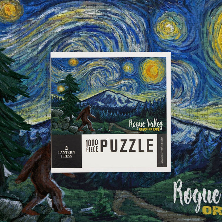 Rogue Valley, Oregon, Bigfoot, Starry Night, Jigsaw Puzzle Puzzle Lantern Press 