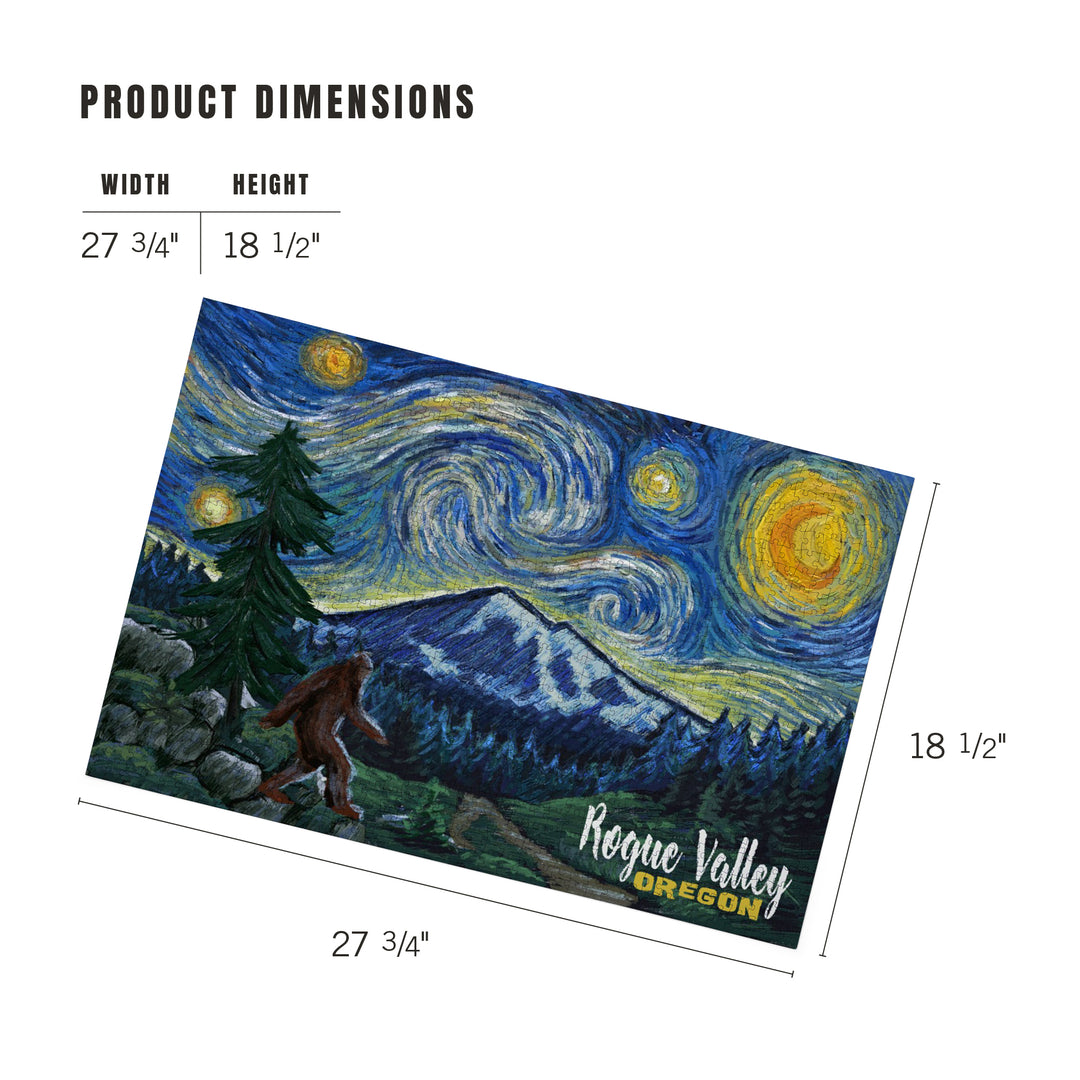 Rogue Valley, Oregon, Bigfoot, Starry Night, Jigsaw Puzzle Puzzle Lantern Press 