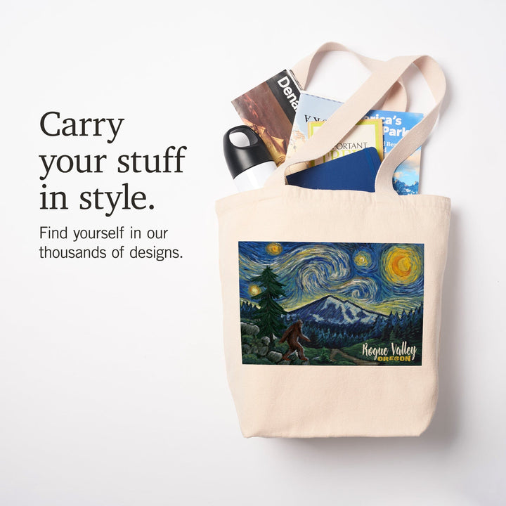 Rogue Valley, Oregon, Bigfoot, Starry Night, Tote Bag Totes Lantern Press 