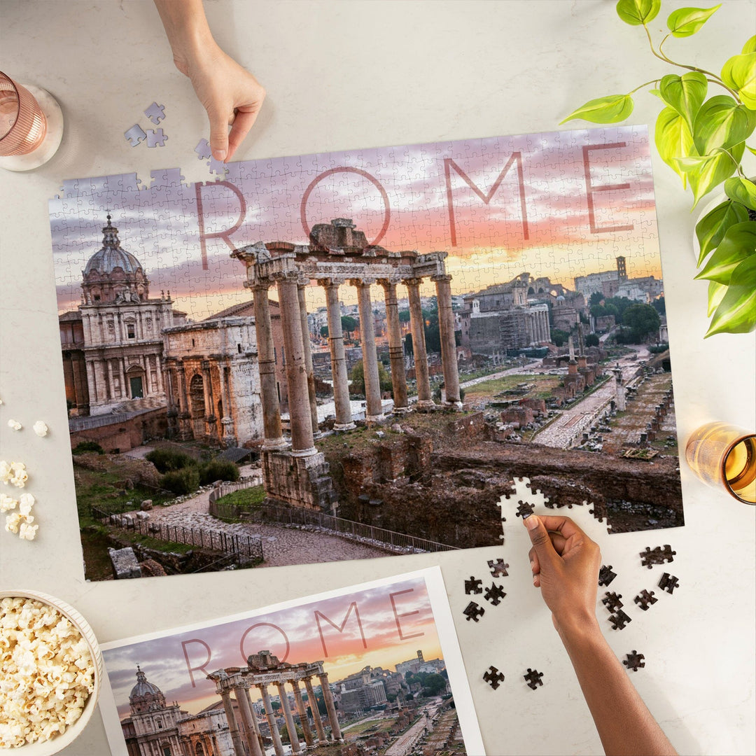 Rome, Italy, Roman Forum and Sunrise, Jigsaw Puzzle Puzzle Lantern Press 