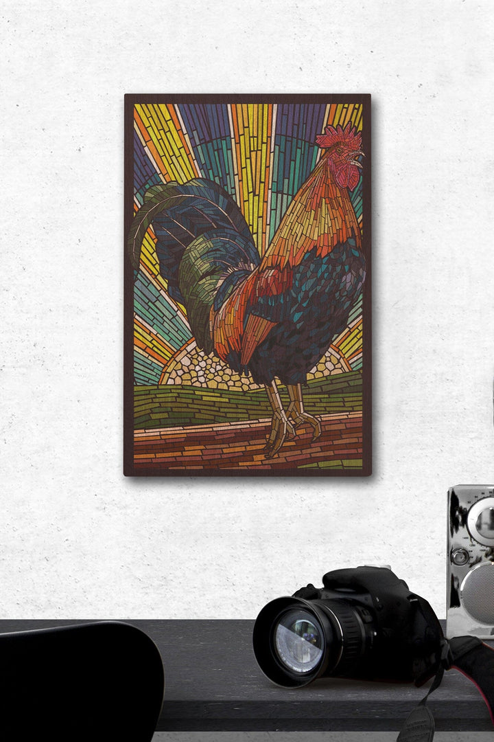 Rooster, Paper Mosaic, Lantern Press Artwork, Wood Signs and Postcards Wood Lantern Press 12 x 18 Wood Gallery Print 