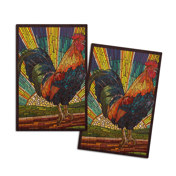 Rooster, Paper Mosaic, Lantern Press Artwork, Wood Signs and Postcards Wood Lantern Press 4x6 Wood Postcard Set 