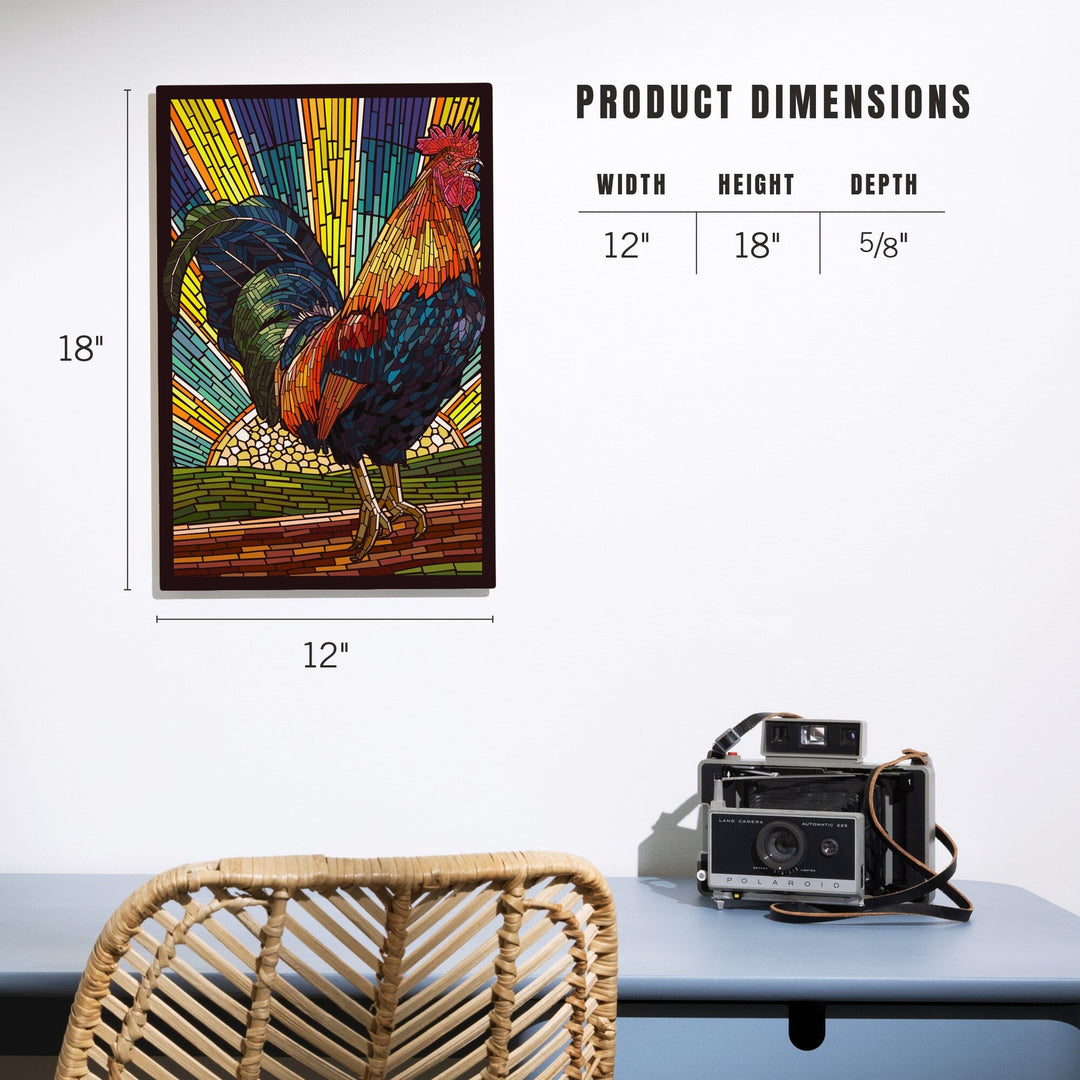 Rooster, Paper Mosaic, Lantern Press Artwork, Wood Signs and Postcards Wood Lantern Press 