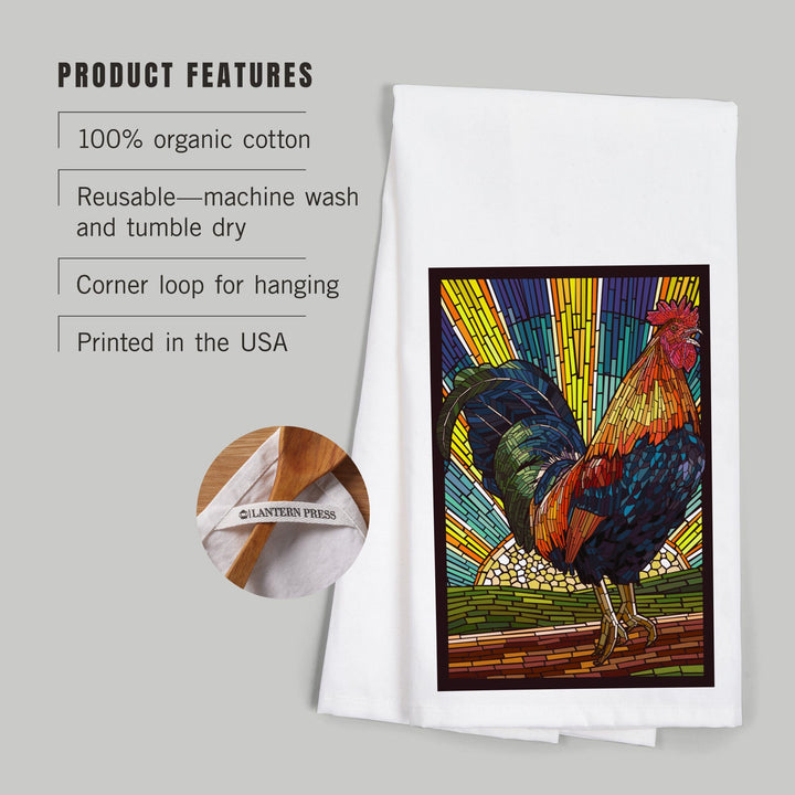 Rooster, Paper Mosaic, Organic Cotton Kitchen Tea Towels Kitchen Lantern Press 