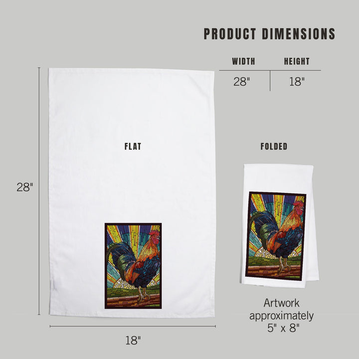 Rooster, Paper Mosaic, Organic Cotton Kitchen Tea Towels Kitchen Lantern Press 