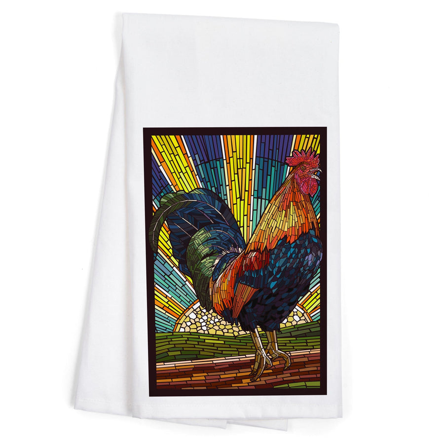 Rooster, Paper Mosaic, Organic Cotton Kitchen Tea Towels Kitchen Lantern Press 