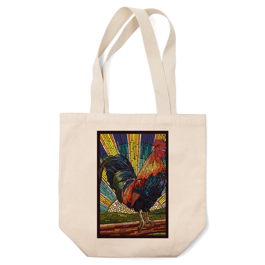Rooster, Paper Mosaic, Tote Bag Totes Lantern Press 
