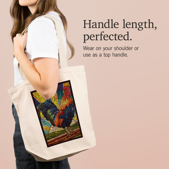 Rooster, Paper Mosaic, Tote Bag Totes Lantern Press 