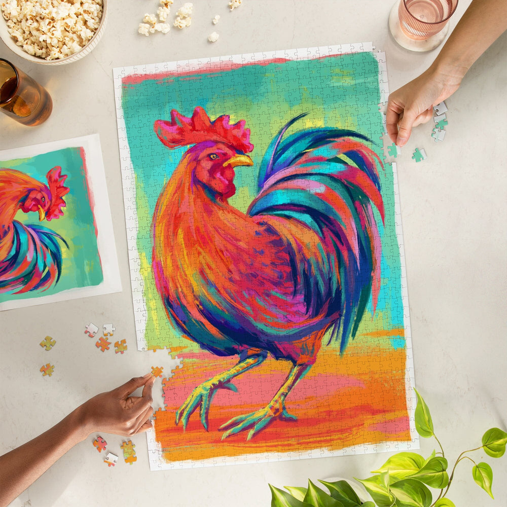 Rooster, Vivid, Jigsaw Puzzle Puzzle Lantern Press 