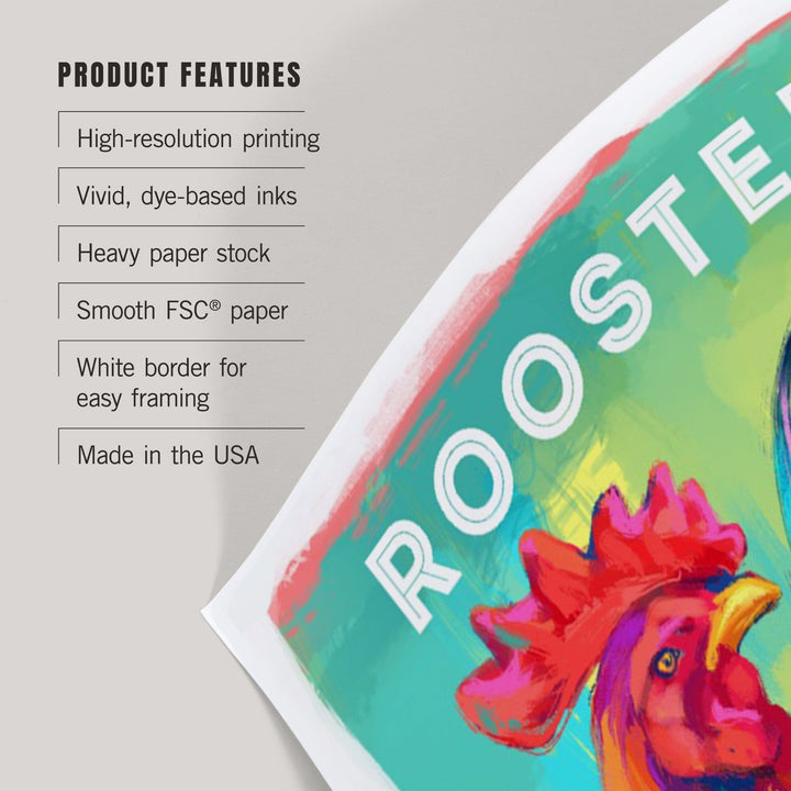 Rooster, Vivid Series, Art & Giclee Prints Art Lantern Press 