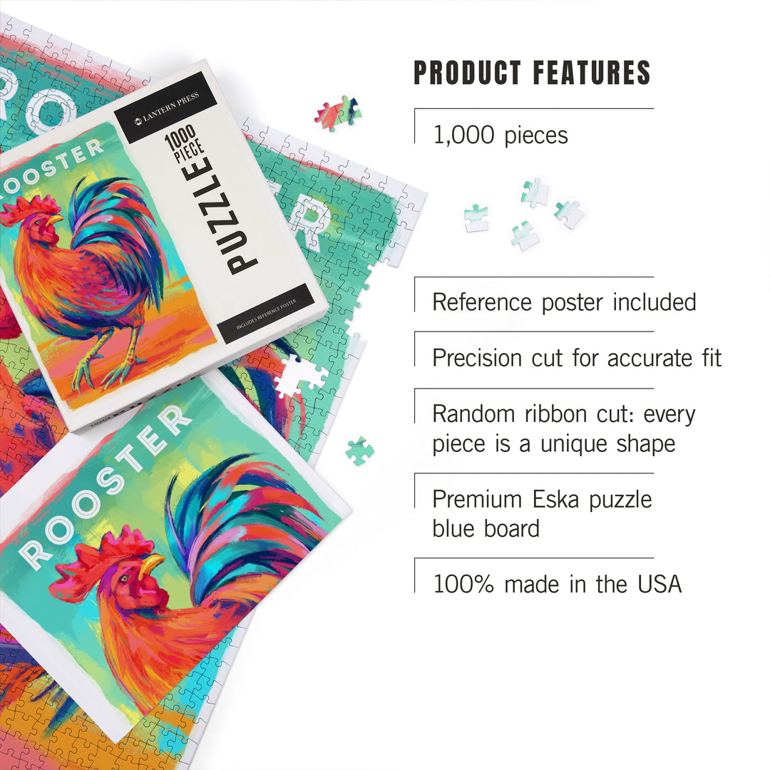 Rooster, Vivid Series, Jigsaw Puzzle Puzzle Lantern Press 