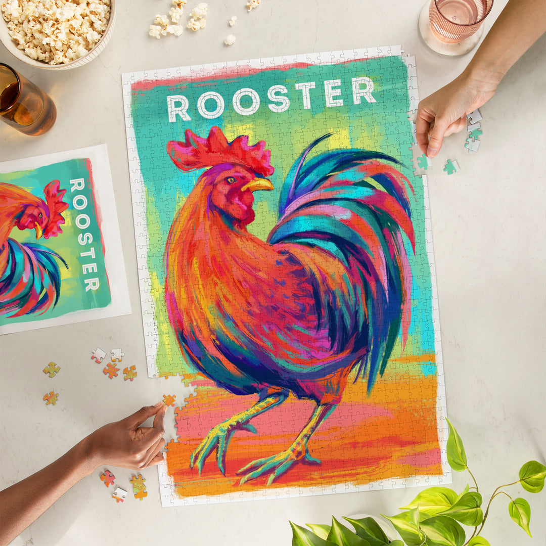 Rooster, Vivid Series, Jigsaw Puzzle Puzzle Lantern Press 