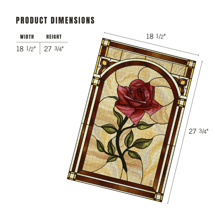 Rose Stained Glass, Jigsaw Puzzle Puzzle Lantern Press 