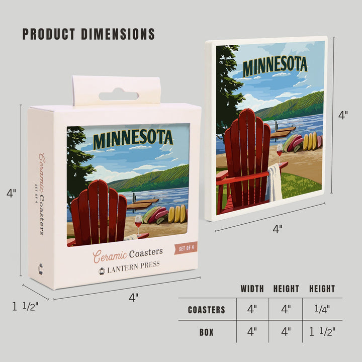 Roseville, Minnesota, Painterly, Lake Shore, Coasters Coasters Lantern Press 